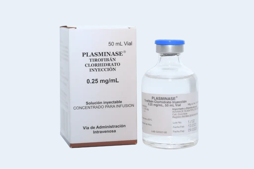 Plasminase® 0,25 mg/mL, Solución inyectable
Tirofibán Clorhidrato 0,25 mg/mL