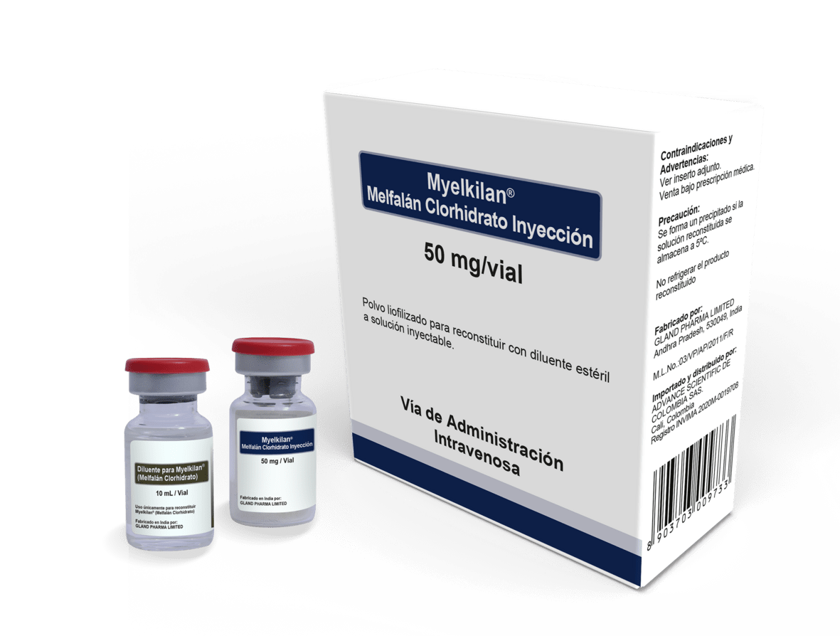 Myelkilan 50 mg, polvo liofilizado. Advance Scientific Group.