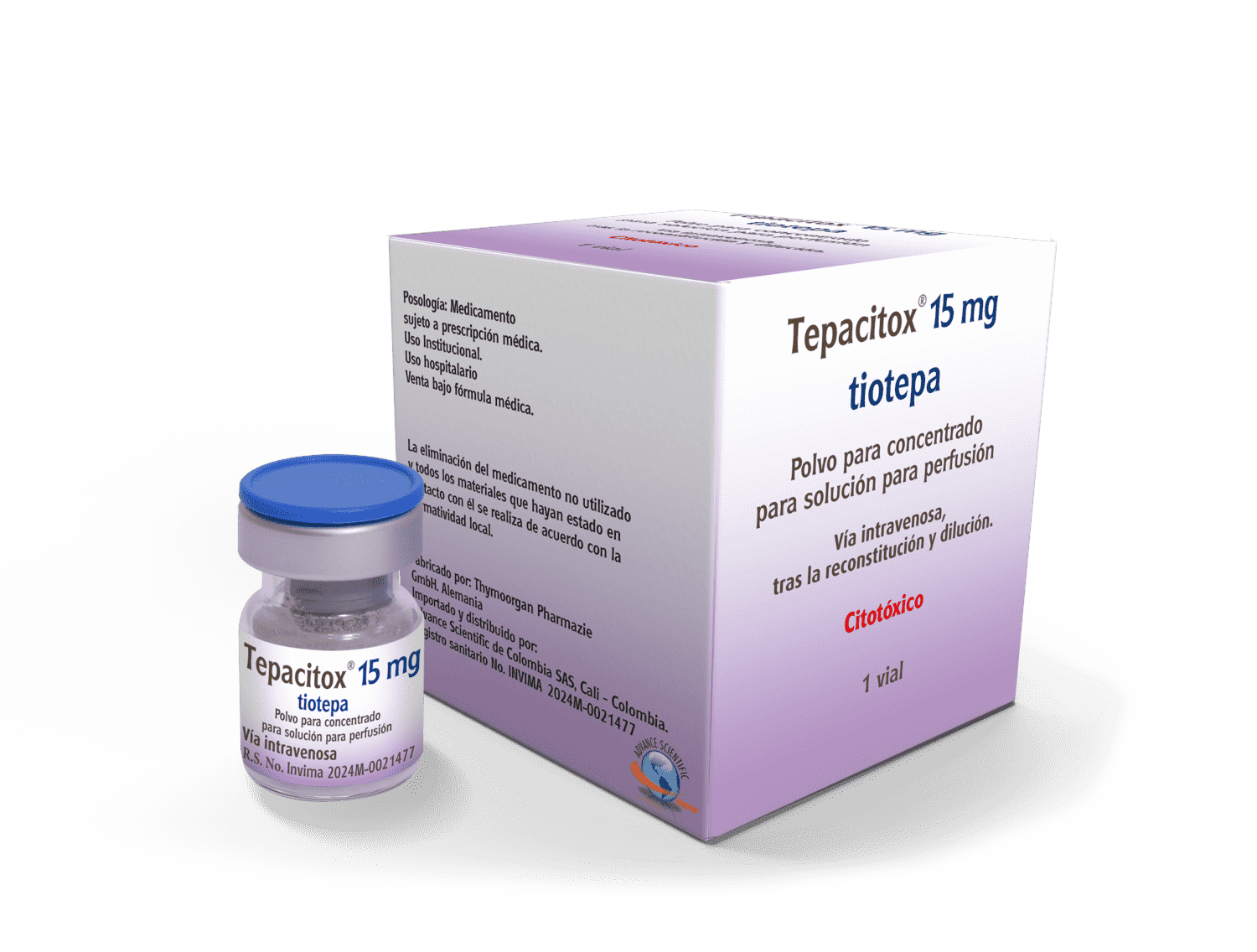 Tepacitox® 15 mg, polvo liofilizado, Advance Scientific Group.