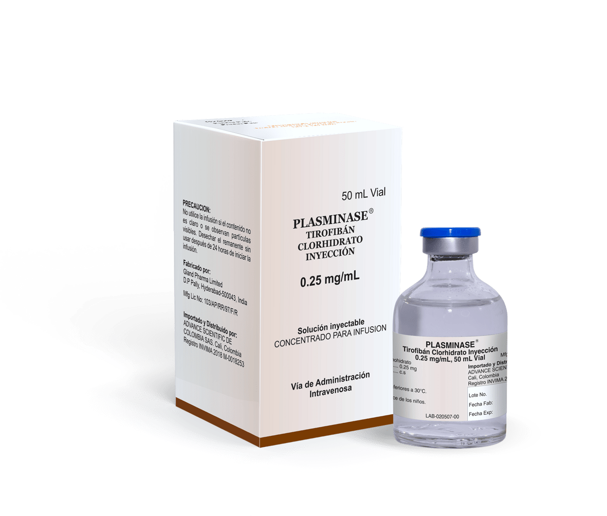 Plasminase® 0,25 mg/mL, Solución inyectable Tirofibán Clorhidrato 0,25 mg/mL